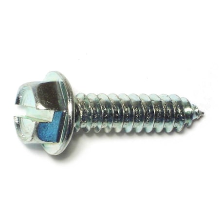 Midwest Fastener Sheet Metal Screw, #14 x 1 in, Zinc Plated Steel Flange Hex Head Slotted Drive, 100 PK 02957